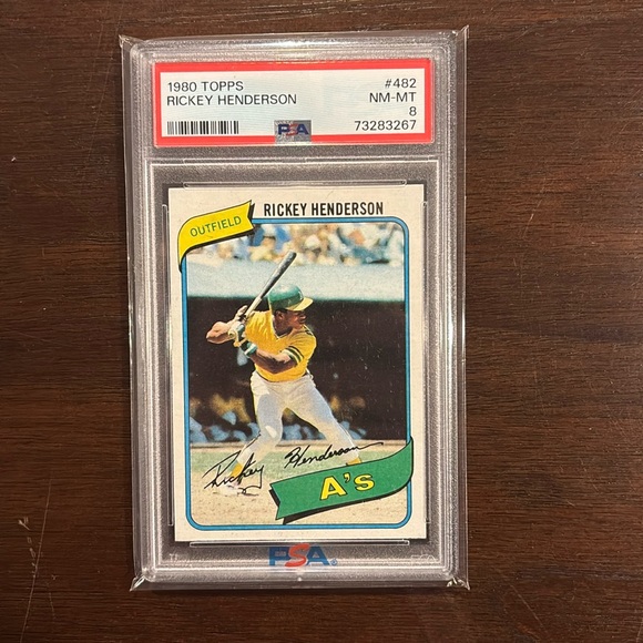 Topps Rickey Henderson Rookie Card PSA Graded 8 - Picture 1 of 2